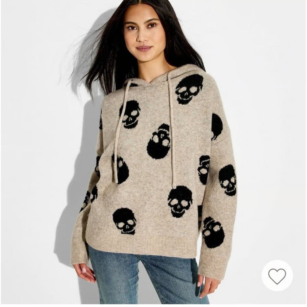 Grayson Threads Target Skull Hooded Sweater - Womens Medium - NEW